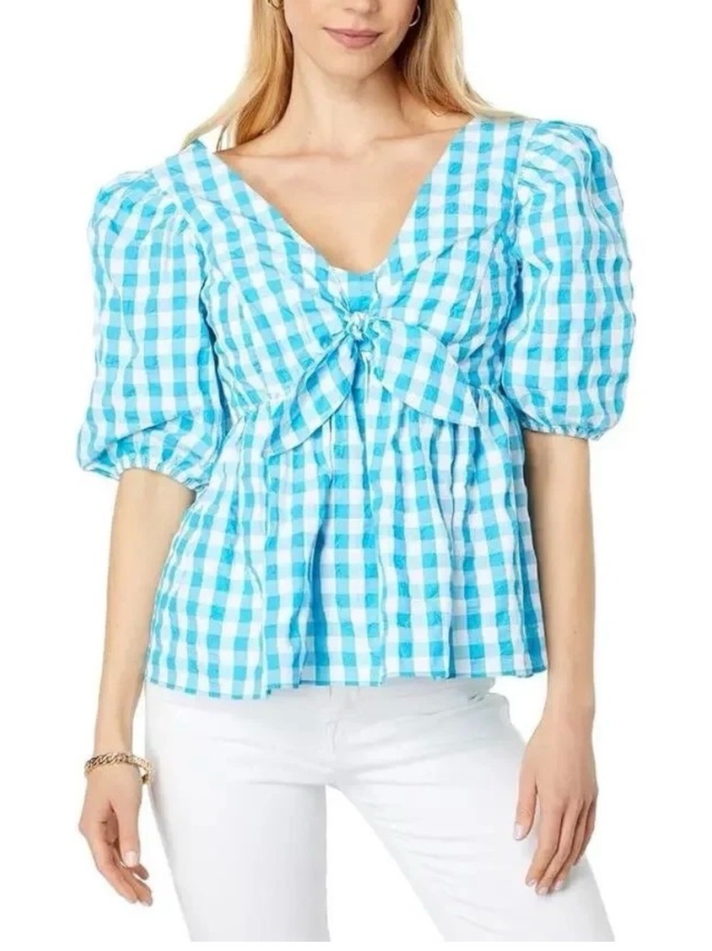- NWT Lilly Pulitzer Gingham Sarafina Top Size 4